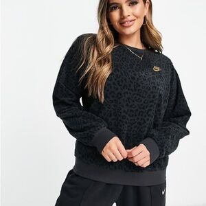 ASOS Nike Black Leopard Print Sweatshirt Size MEDIUM